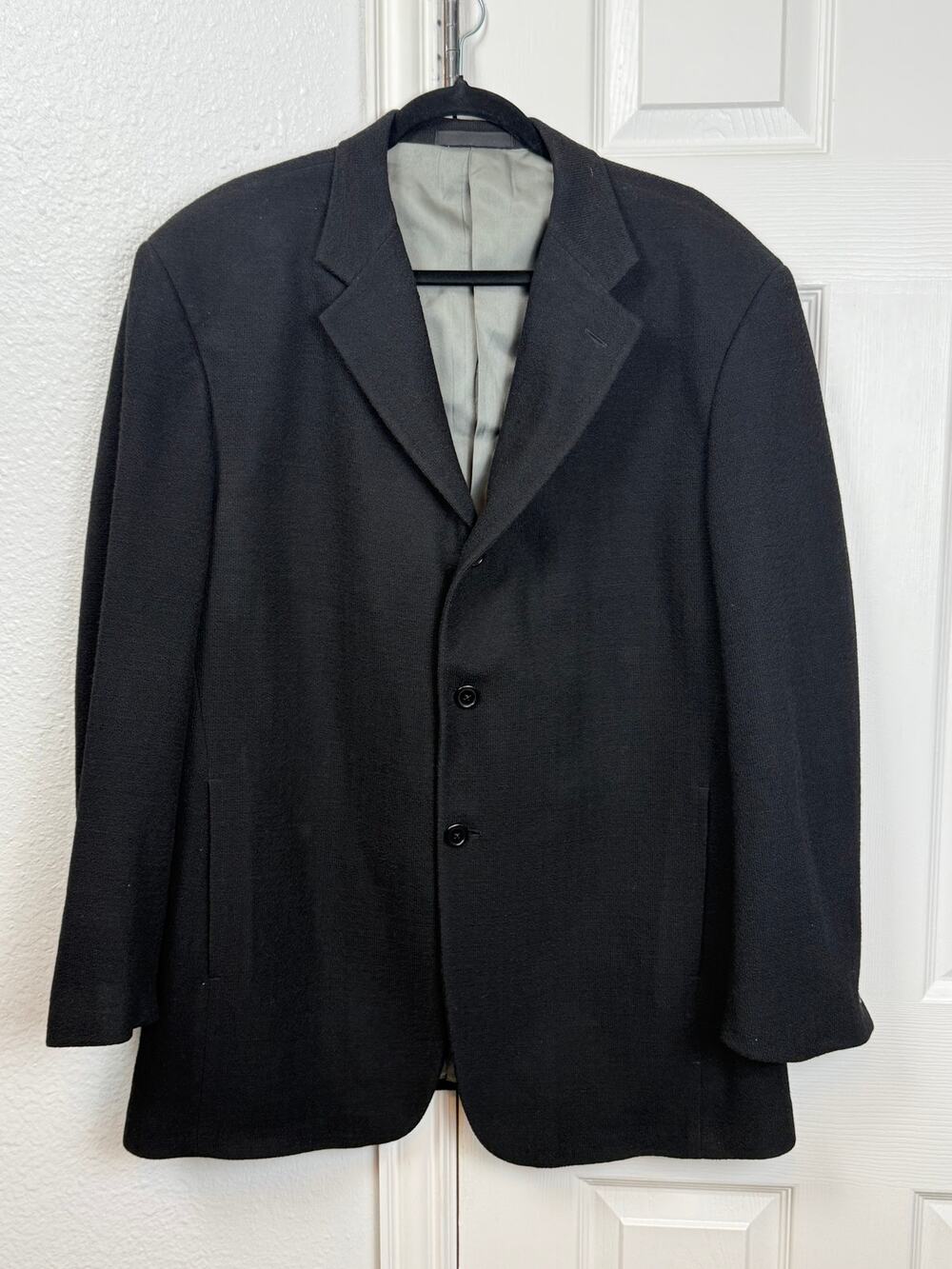 Vintage Gianni Wool Blazer Mens 44R Black Made USA Minimalist Classic